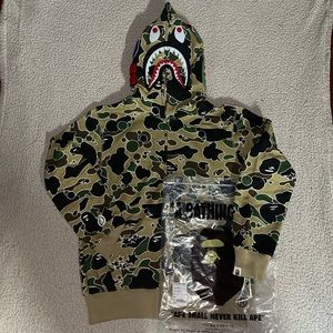 Bape Sta Camo Shark Full Zip Hoodie Yellow SS21